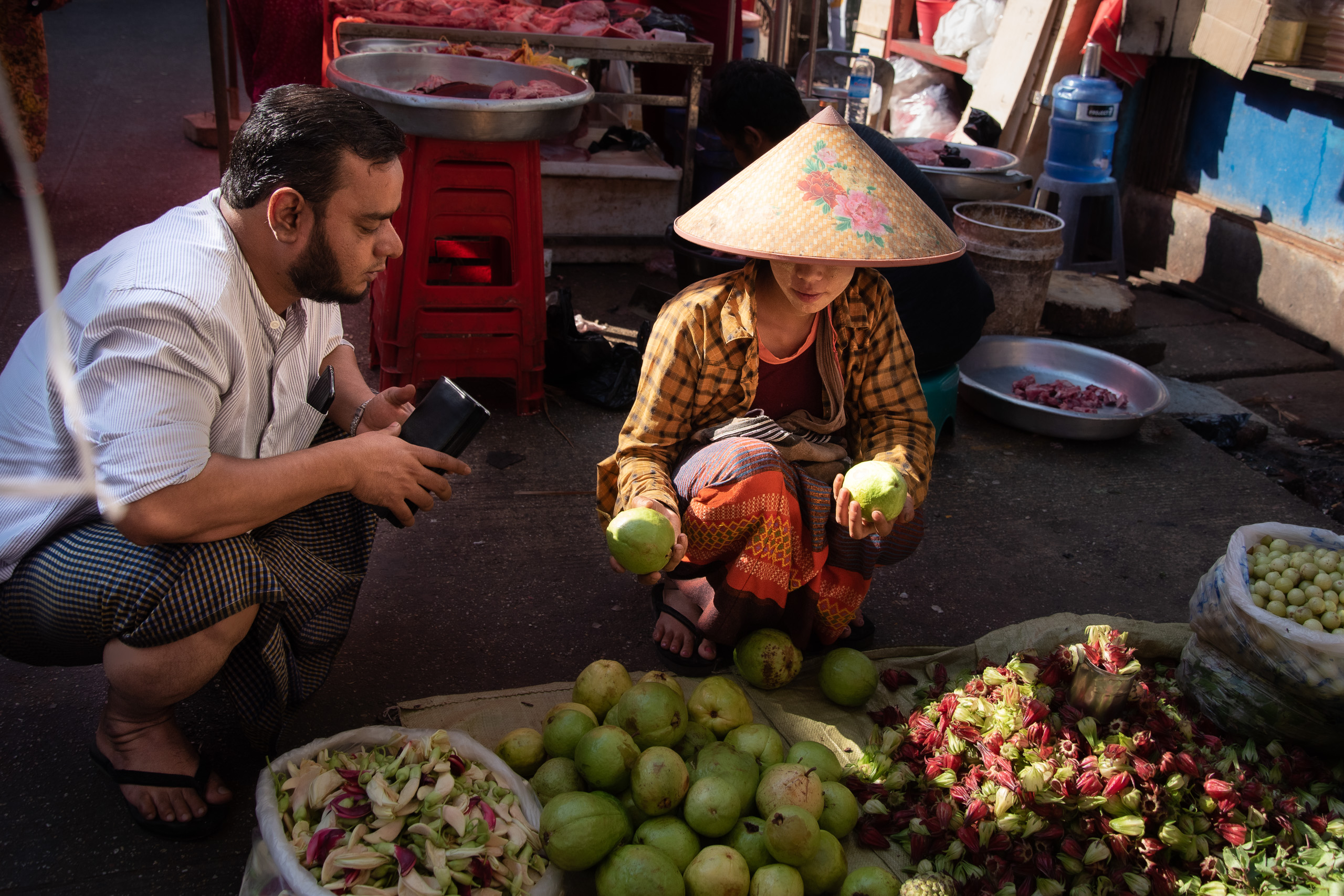 Yangon - Myanmar - people in the street - on the market